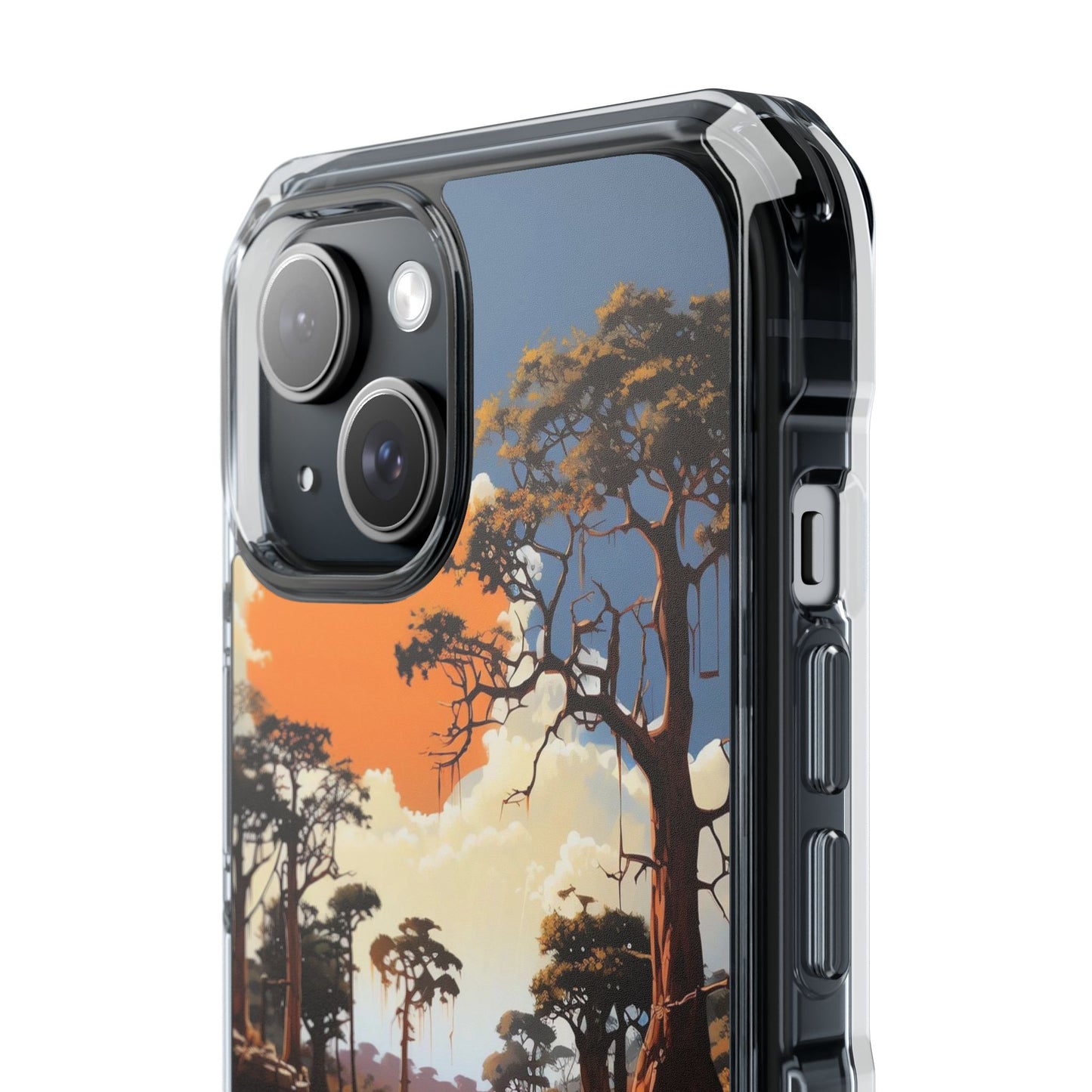 Clear Magnetic Phone Case — Sunset Savanna Landscape