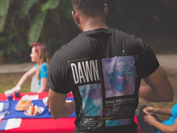 Erkek Tişort Bisiklet Yaka Baskılı Kısa kol T-Shirt - Siyah