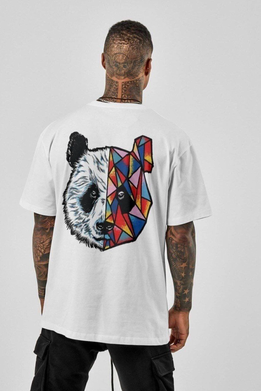 Erkek Baskılı T-Shirt Kısa Kol Bisiklet Yaka Regular Fit Rahat Kalıp Tişört - Beyaz