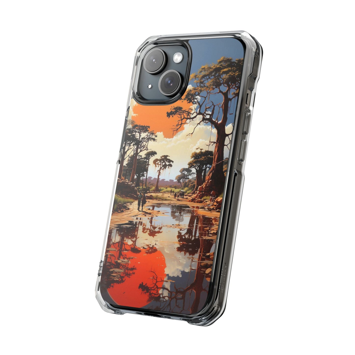 Clear Magnetic Phone Case — Sunset Savanna Landscape
