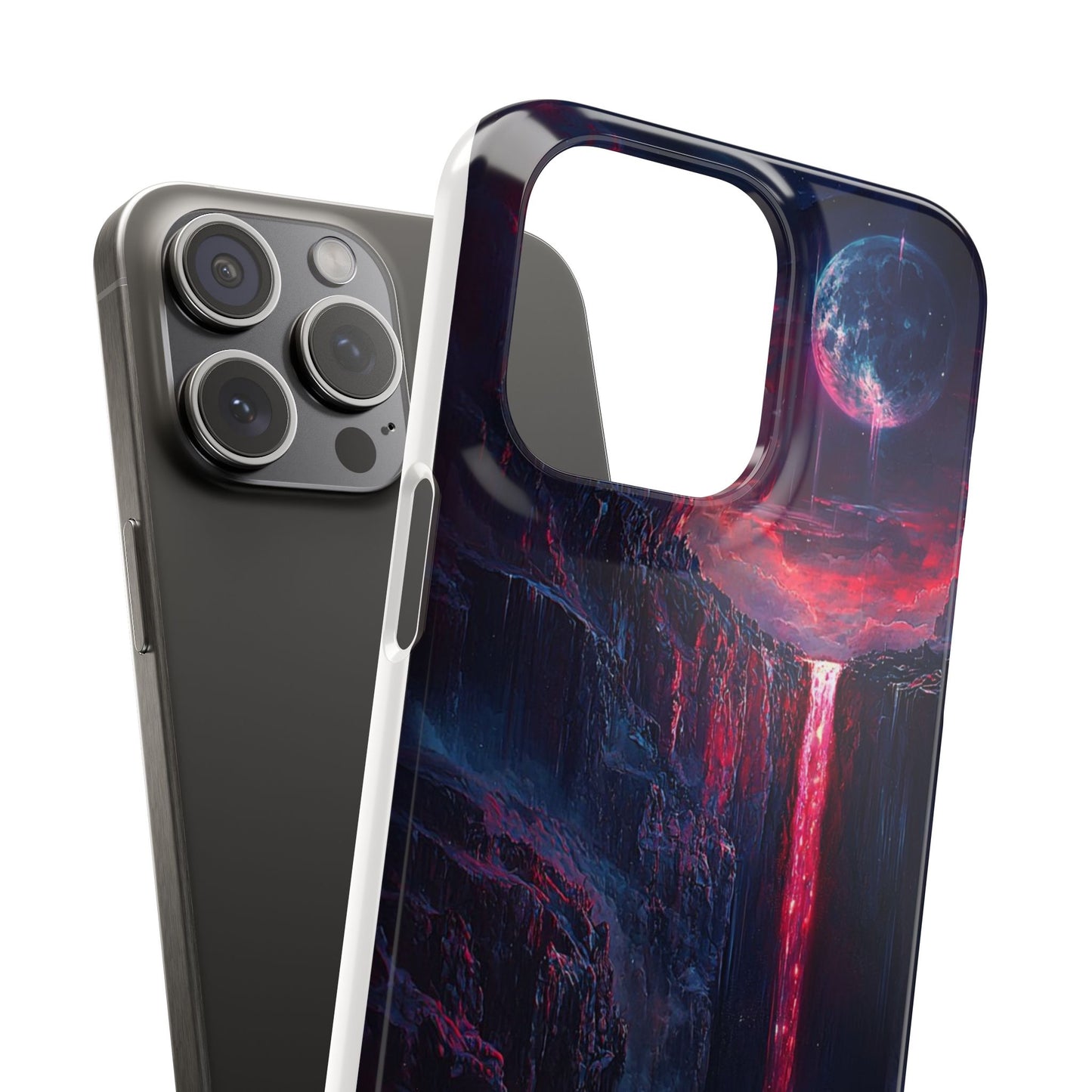 Galaxy Waterfall Phone Case — Cosmic Moon Landscape Snap Case