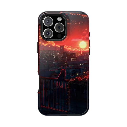 Phone Case — Sunset Cityscape Cat Magnetic Impact-Resistant Case