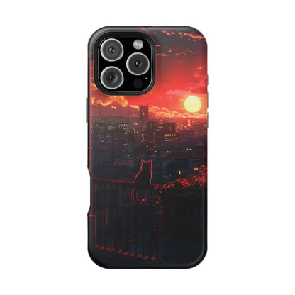 Phone Case — Sunset Cityscape Cat Magnetic Impact-Resistant Case