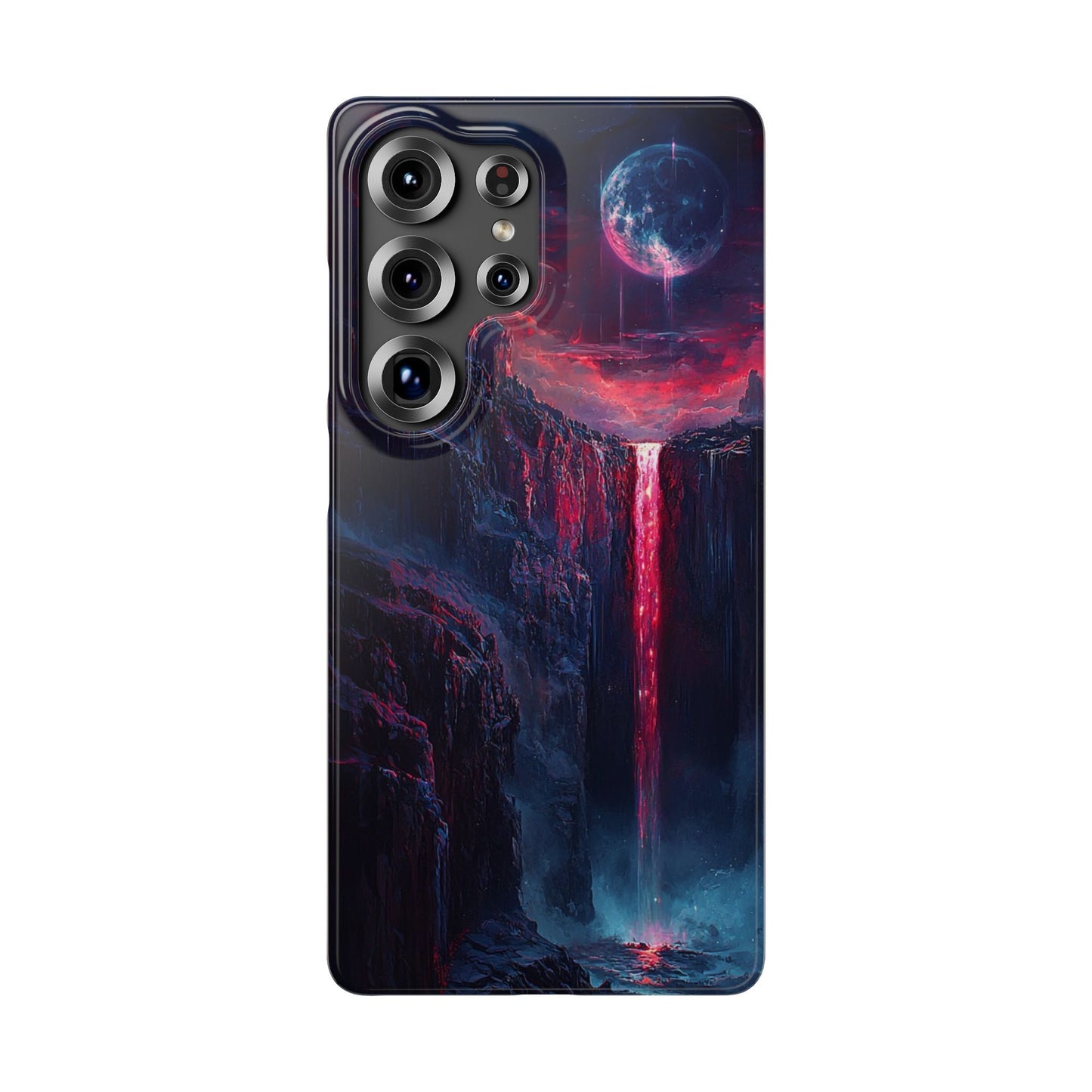 Galaxy Waterfall Phone Case — Cosmic Moon Landscape Snap Case