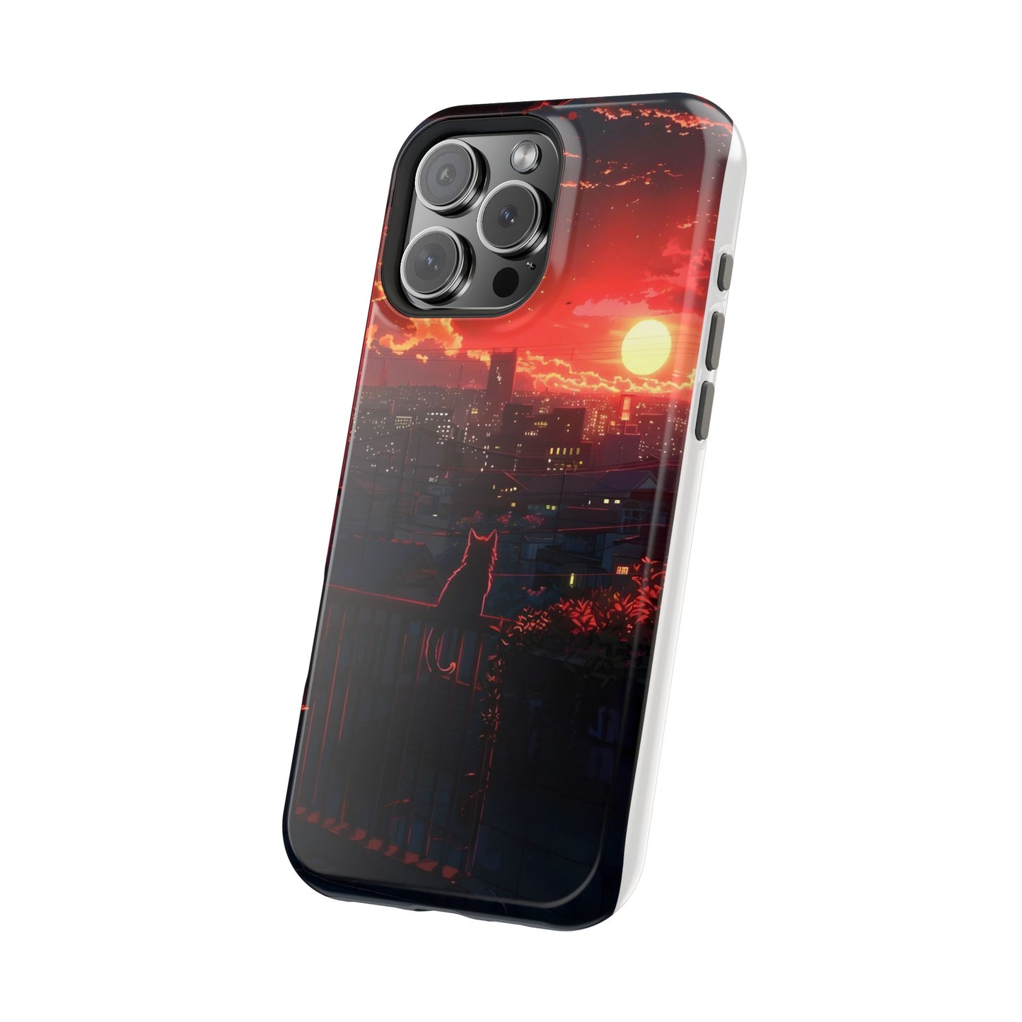 Phone Case — Sunset Cityscape Cat Magnetic Impact-Resistant Case