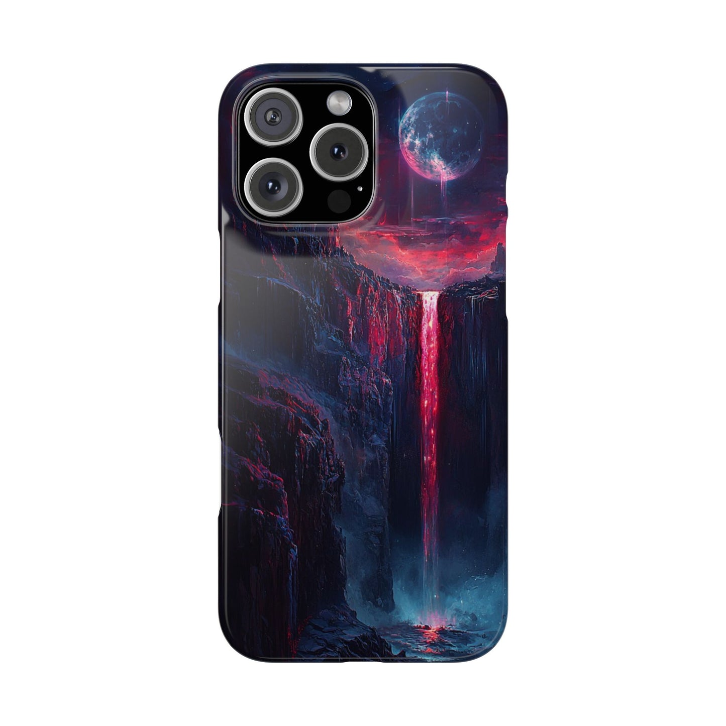 Galaxy Waterfall Phone Case — Cosmic Moon Landscape Snap Case