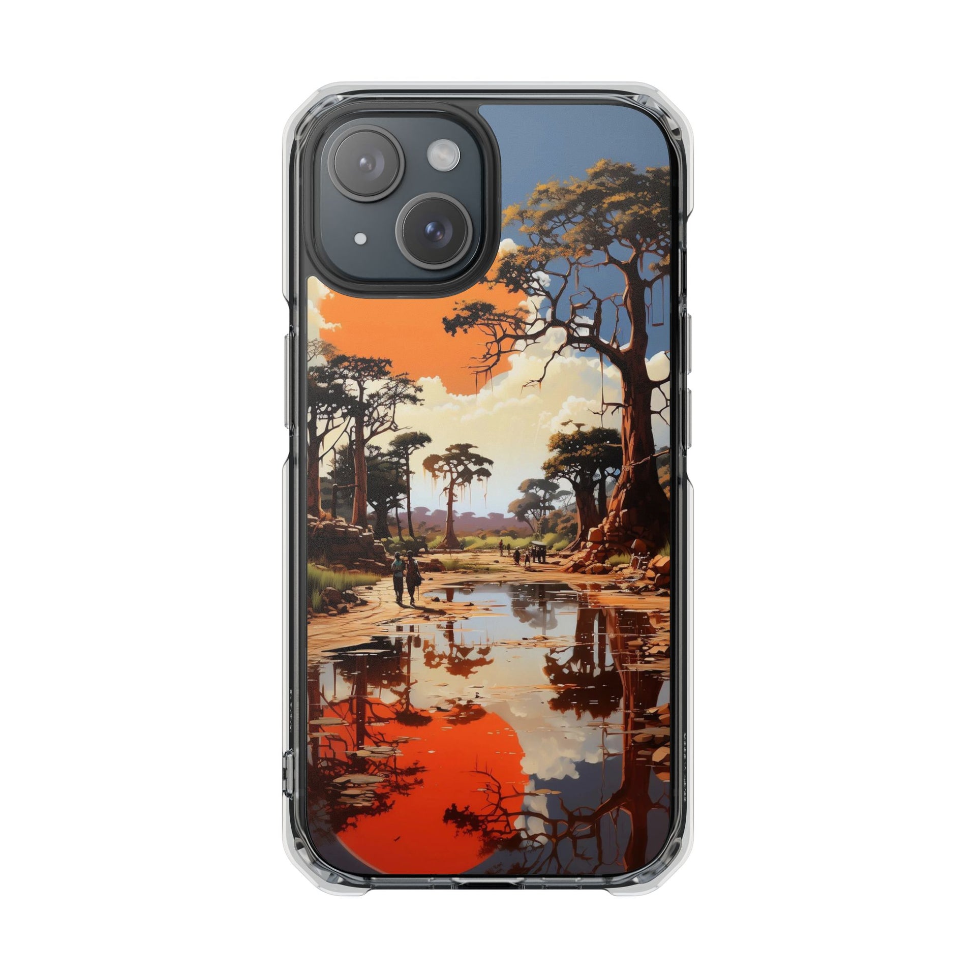 Clear Magnetic Phone Case — Sunset Savanna Landscape
