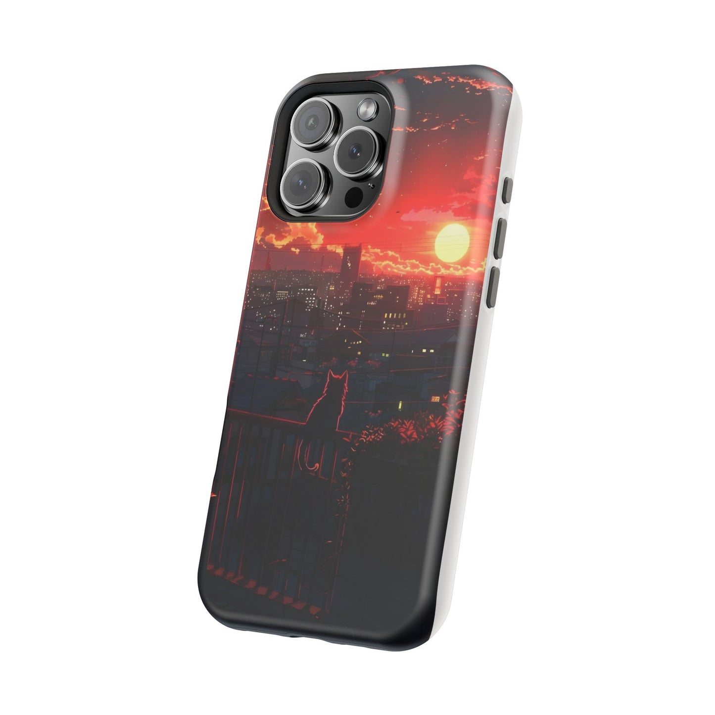 Phone Case — Sunset Cityscape Cat Magnetic Impact-Resistant Case