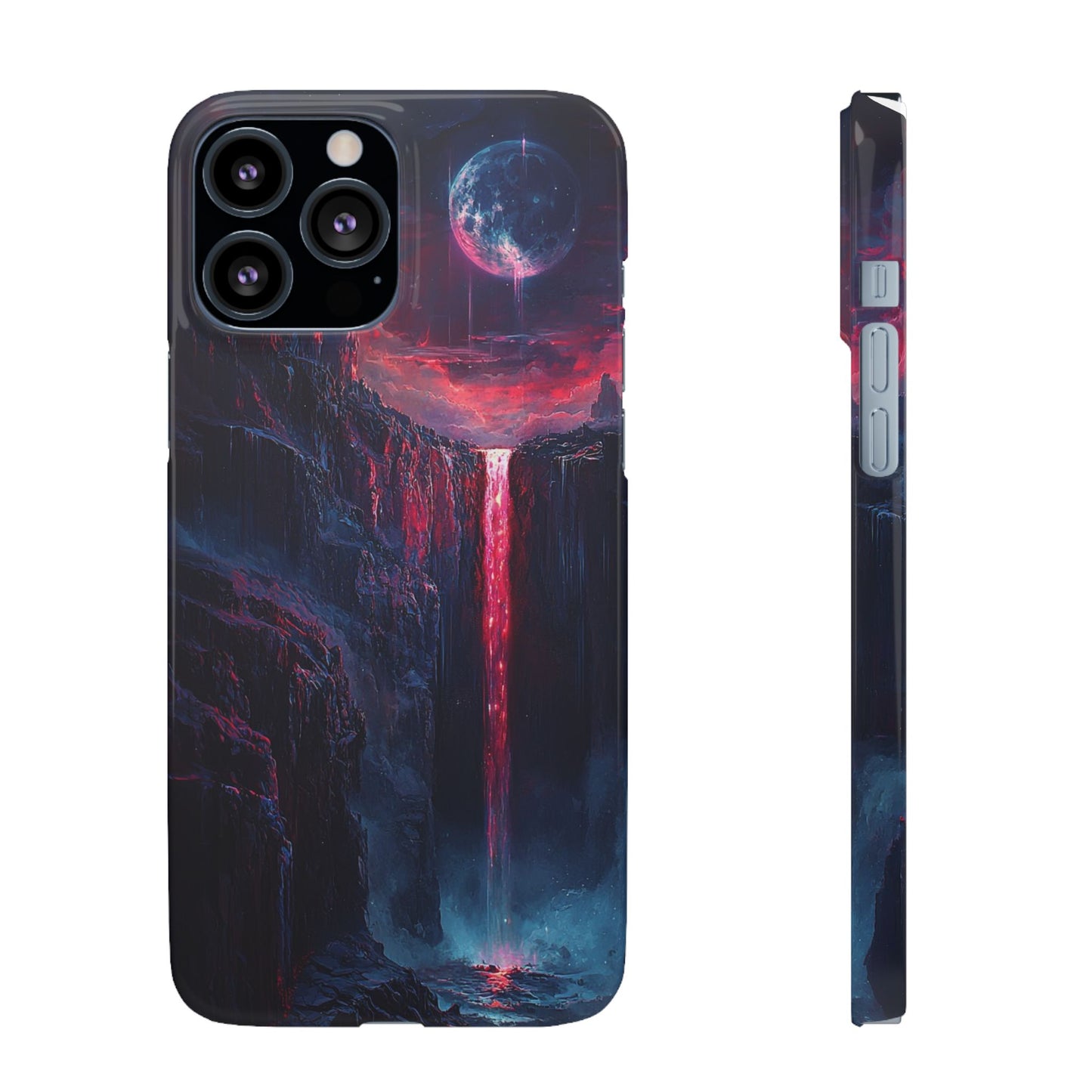 Galaxy Waterfall Phone Case — Cosmic Moon Landscape Snap Case