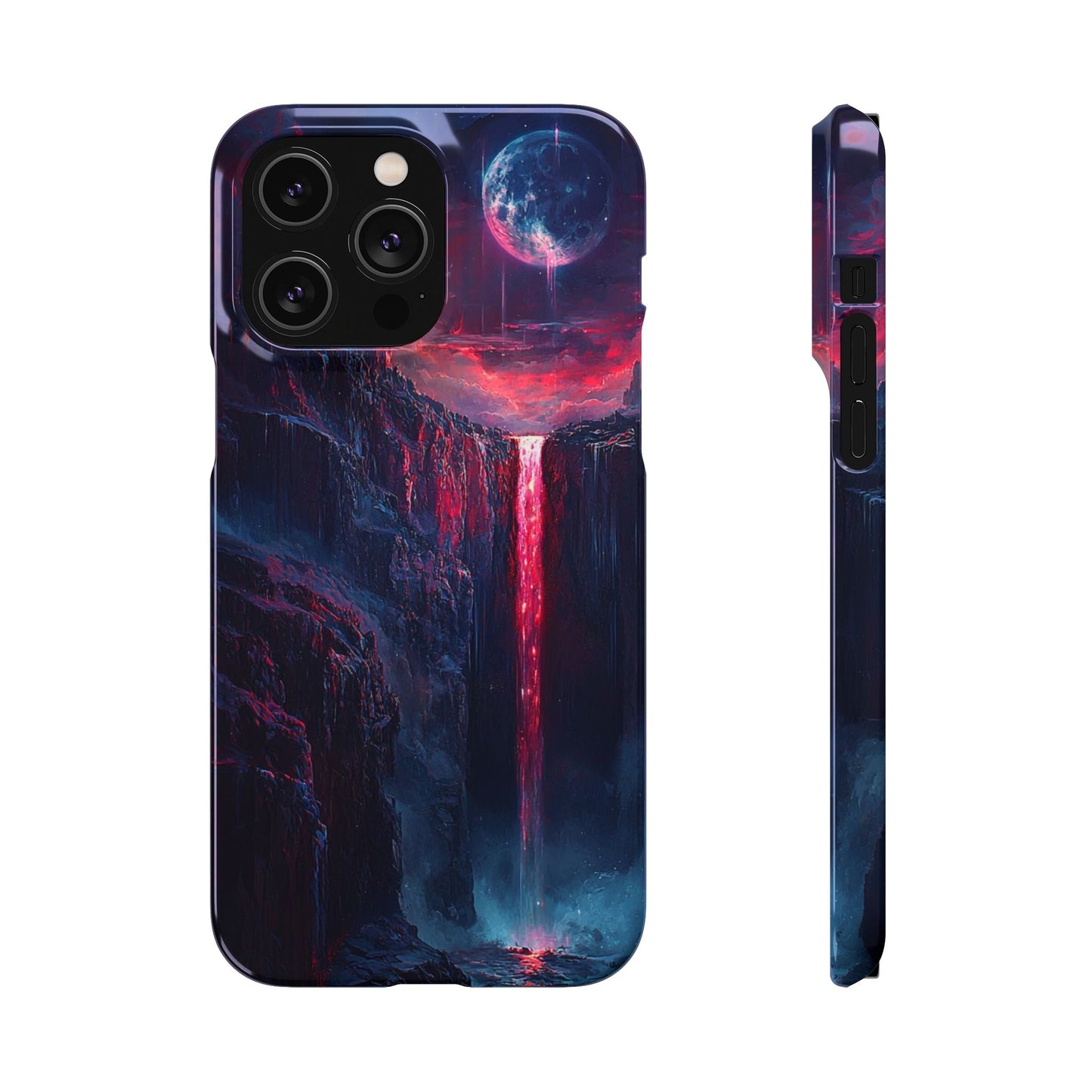Galaxy Waterfall Phone Case — Cosmic Moon Landscape Snap Case