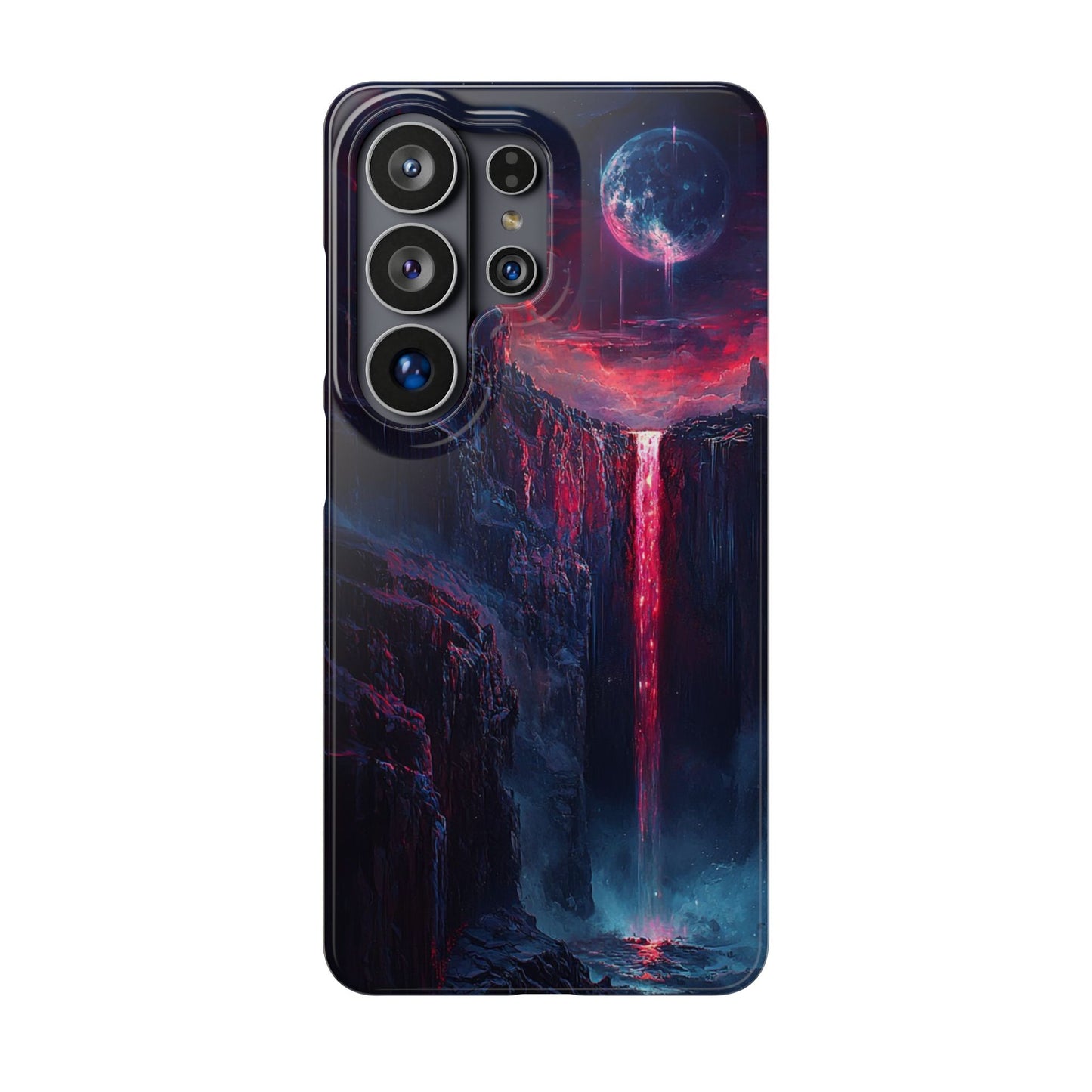 Galaxy Waterfall Phone Case — Cosmic Moon Landscape Snap Case