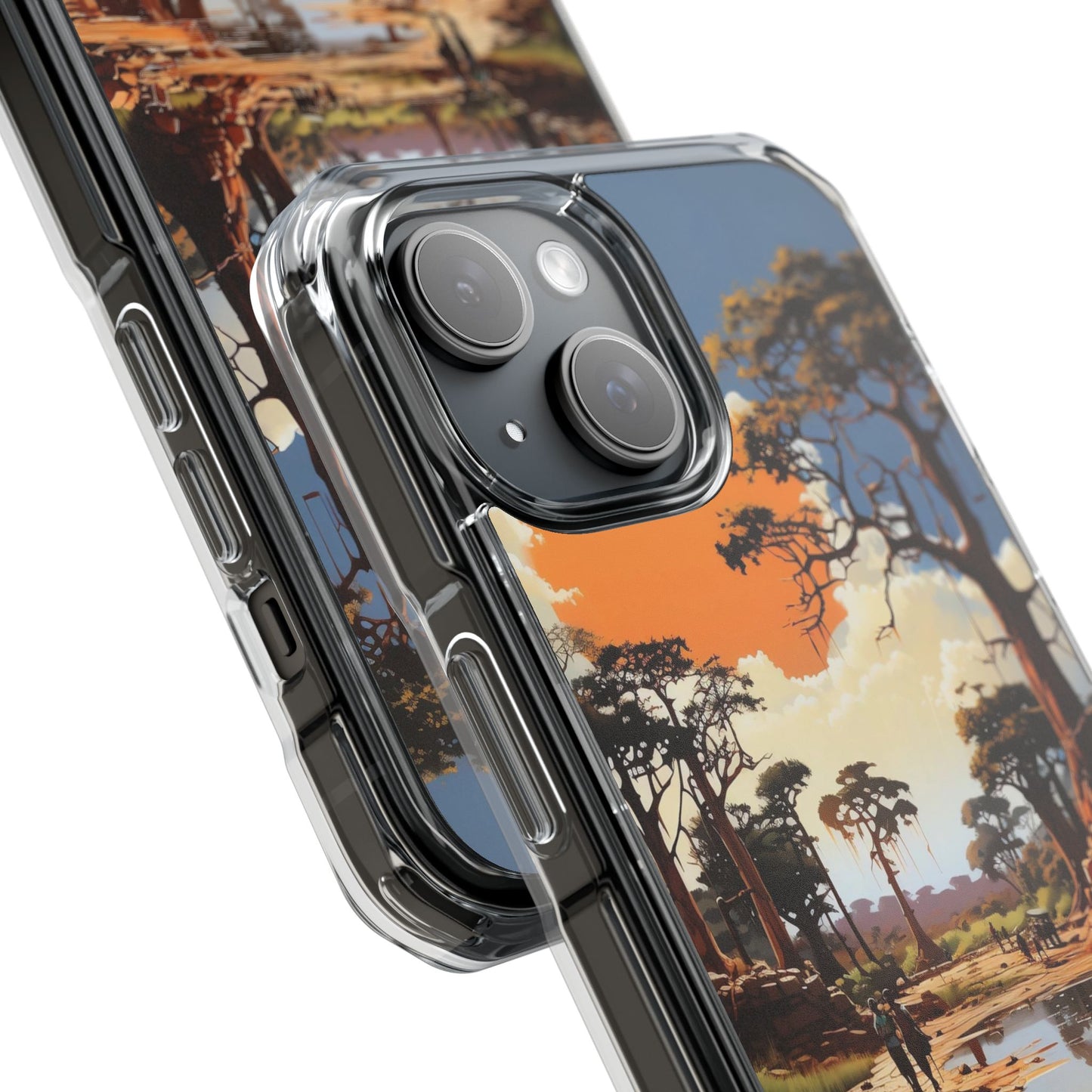 Clear Magnetic Phone Case — Sunset Savanna Landscape