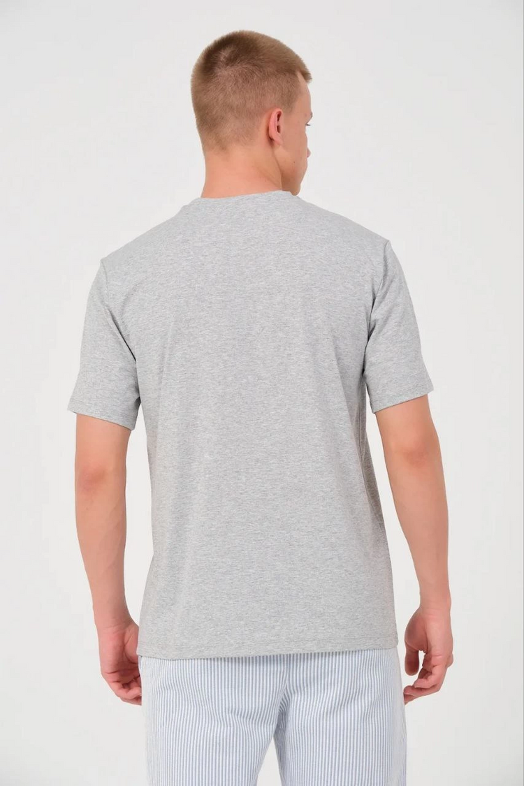 Erkek Düz Penye Tişört Bisiklet Yaka Kısa Kol Regular Fit T-Shirt - Gri