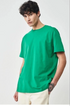 Erkek Düz Penye Tişört Bisiklet Yaka Kısa Kol Regular Fit T-Shirt - Yeşil