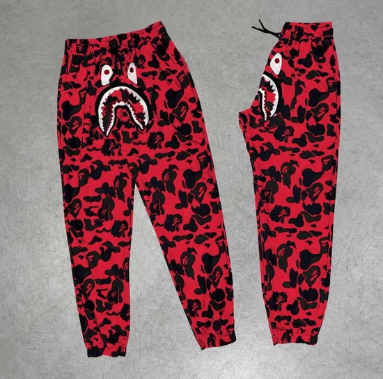 Erkek Pubg Bape x Shark Eşofman Altı - Kırmızı