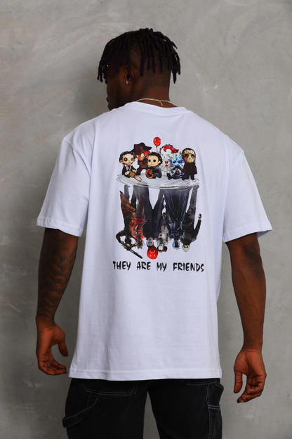 Erkek Baskılı T-Shirt Kısa Kol Bisiklet Yaka Regular Fit Rahat Kalıp Günlük Tişört - Beyaz