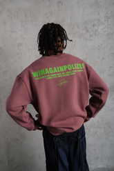 Erkek Bisiklet Yaka Baskılı 3 iplik pamuklu Sweatshirt - Gül Kurusu