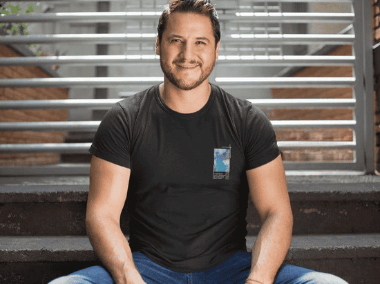 Erkek Tişort  Bisiklet Yaka Baskılı Kısa kol T-Shirt - Siyah