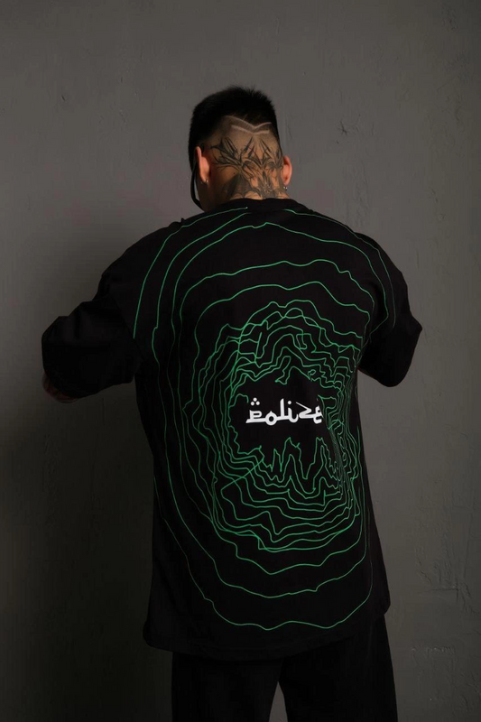 Erkek Kısa Kol Yazlık Tişört Bisiklet Yaka Baskılı Oversize T-Shirt - Siyah