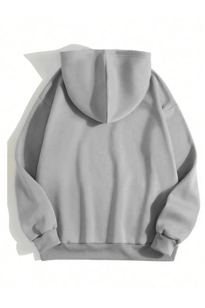 Erkek 3 İplik Pamuklu Kapüşonlu Kanguru Cepli Sweatshirt Hoodie - Boyalı Gri