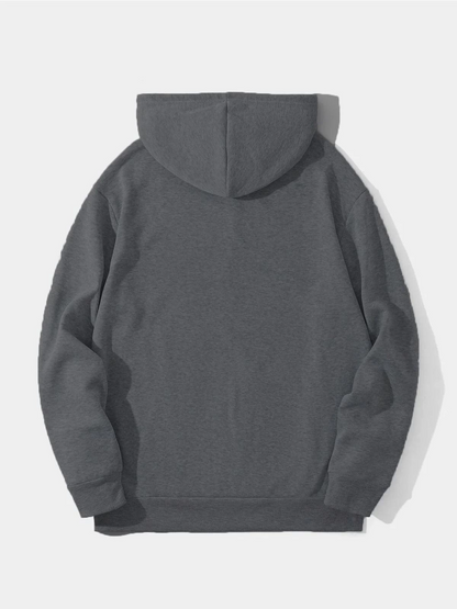 Erkek 3 İplik Pamuklu Kapüşonlu Kanguru Cepli Sweatshirt Hoodie -  Füme