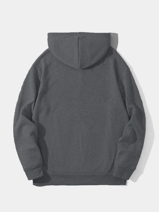Erkek 3 İplik Pamuklu Kapüşonlu Kanguru Cepli Sweatshirt Hoodie -  Füme