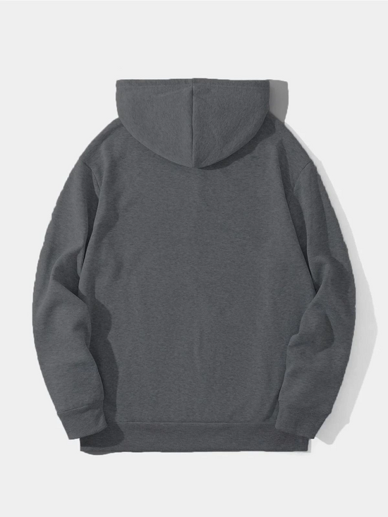 Erkek 3 İplik Pamuklu Kapüşonlu Kanguru Cepli Sweatshirt Hoodie -  Füme
