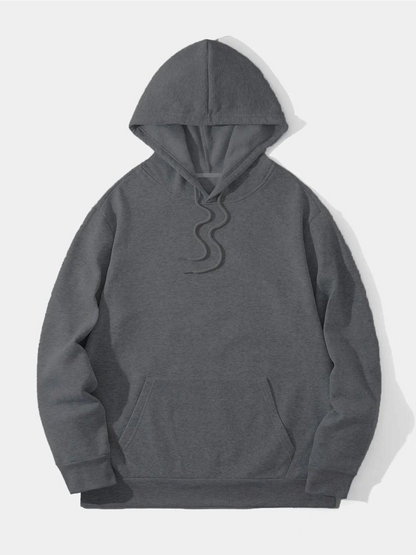 Erkek 3 İplik Pamuklu Kapüşonlu Kanguru Cepli Sweatshirt Hoodie -  Füme