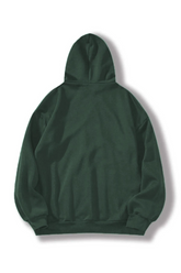 Erkek 3 İplik Pamuklu Kapüşonlu Kanguru Cepli Sweatshirt Hoodie -  Koyu Yeşil