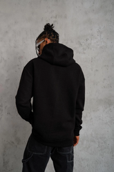 Erkek 3 İplik Pamuklu Kapüşonlu Kanguru Cepli Sweatshirt Hoodie -  Siyah