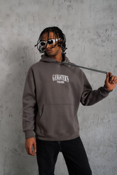 Erkek 3 İplik Pamuklu Baskılı Kapüşonlu Cepli Sweatshirt Hoodie - Gri