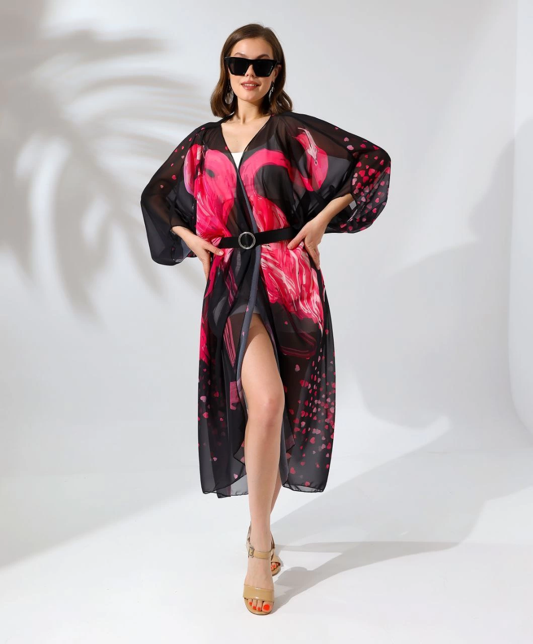 Kadın Rahat Kesim Şifon Kimono - Siyah