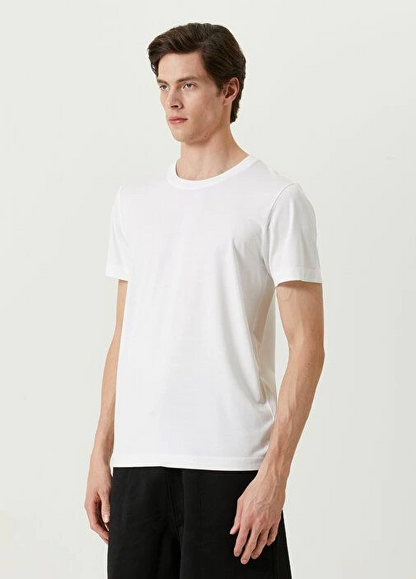 ERKEK  Tişört Basic Bisiklet Yaka Regular Kısa kol T-Shirt - Beyaz