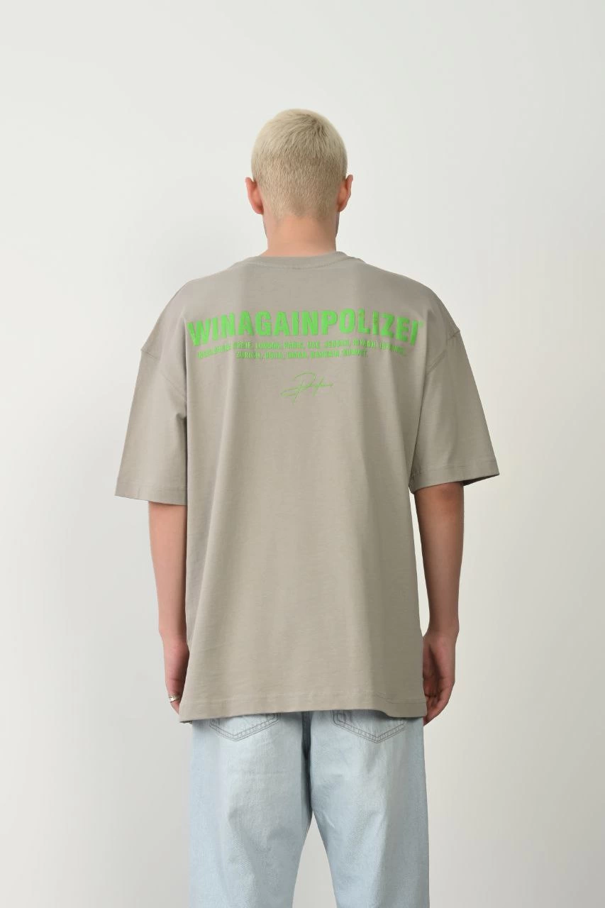 Erkek Baskılı T-Shirt Kısa Kol Bisiklet Yaka Rahat Kalıp Tişört  - Boyalı Gri