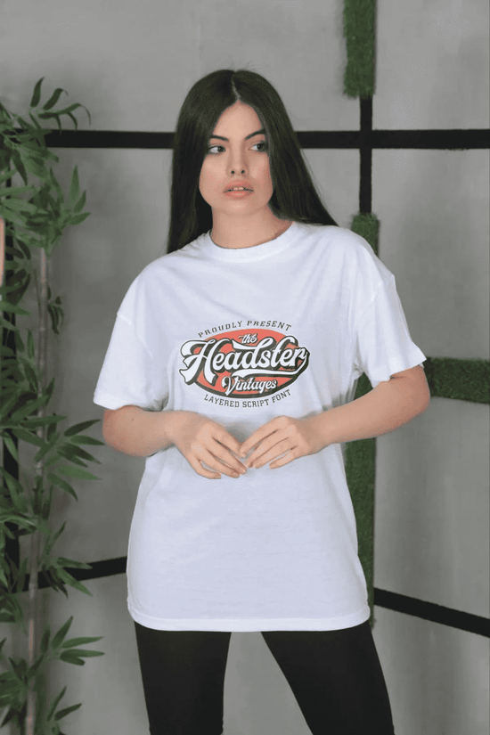 Kadın Kısa Kol Yazlık Tişört Bisiklet Yaka Baskılı Oversize T-Shirt - Beyaz