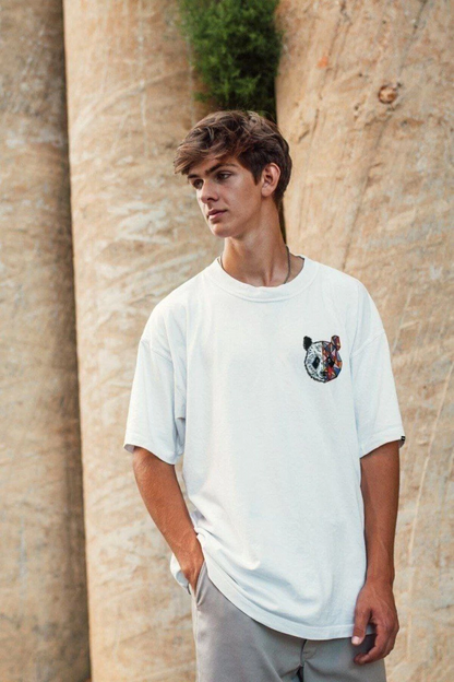 Erkek Baskılı T-Shirt Kısa Kol Bisiklet Yaka Regular Fit Rahat Kalıp Tişört -  Beyaz