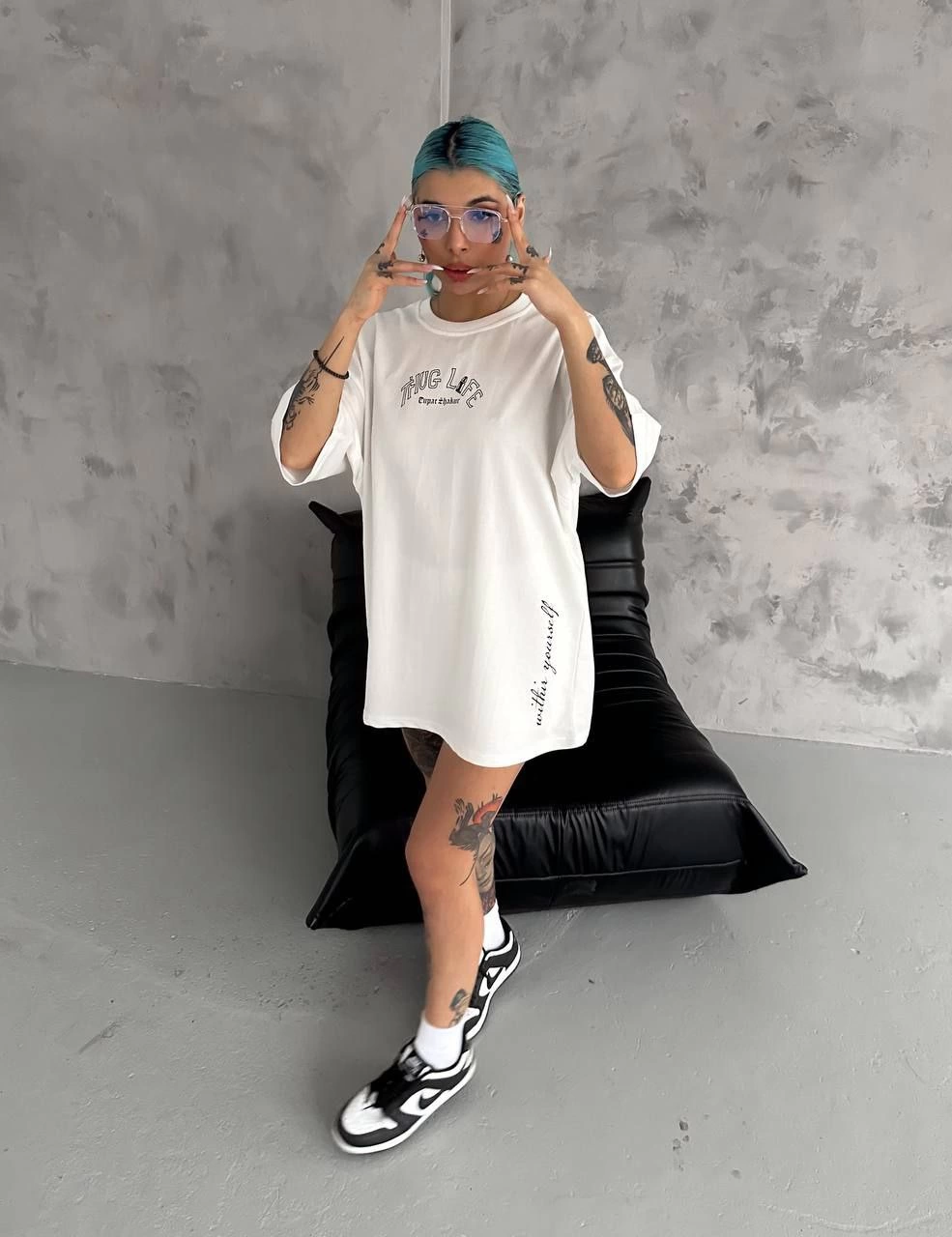 Kadın Kısa Kol Tişört Bisiklet Yaka Filistin Poşülü Baskılı T-Shirt - Beyaz