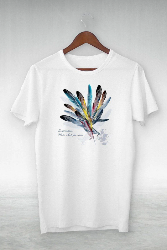 Kadın Baskılı T-Shirt Kısa Kol Bisiklet Yaka Oversize Rahat Kalıp Tişört - Beyaz