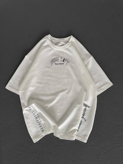 Kadın Kısa Kol Tişört Bisiklet Yaka Filistin Poşülü Baskılı T-Shirt - Beyaz