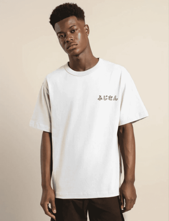Erkek Kısa Kol Yazlık Tişört Bisiklet Yaka Baskılı Oversize T-Shirt - Beyaz