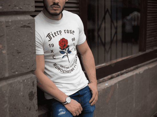 Erkek Tişort Bisiklet Yaka Baskılı Kısa kol T-Shirt - Beyaz
