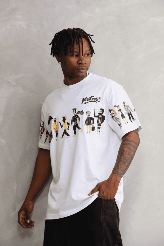 Erkek Kısa Kol Yazlık Tişört Bisiklet Yaka Baskılı Oversize T-Shirt - Beyaz
