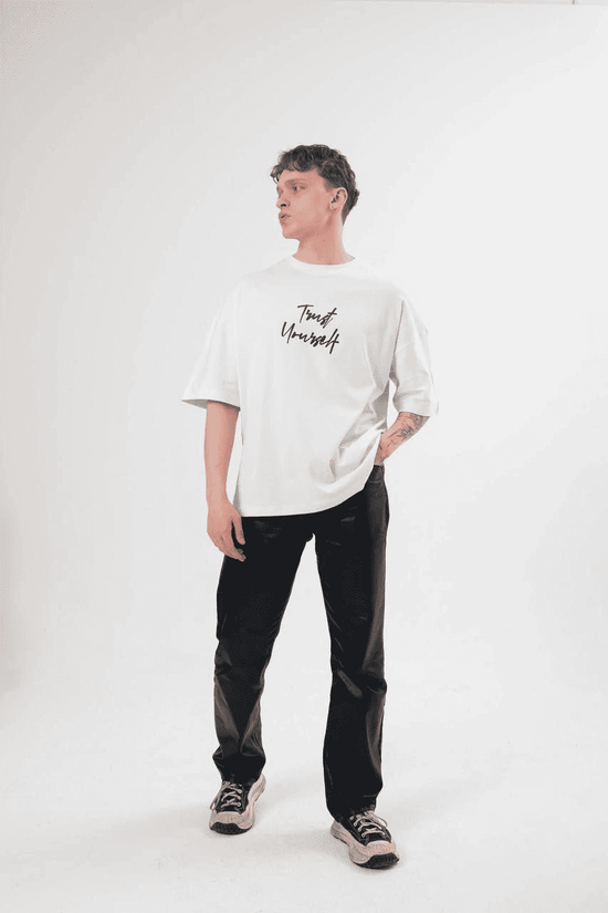 Erkek Bisiklet Yaka Baskılı Kısa kol T-Shirt - Beyaz