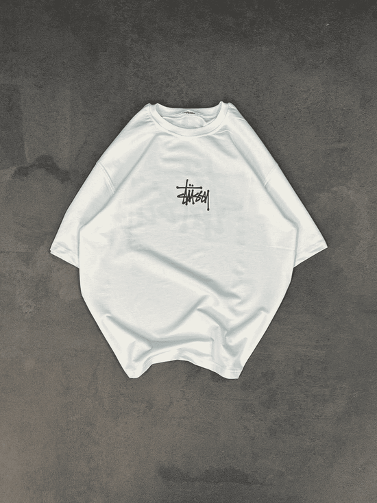 kadın Bisiklet Yaka Baskılı Oversize  Kısa kol T-Shirt - Beyaz