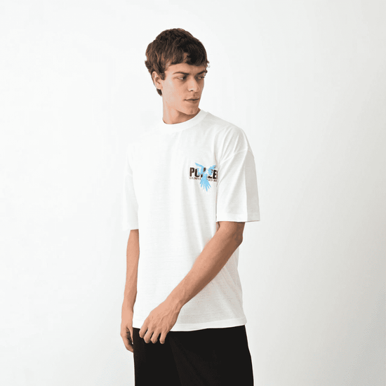 Erkek Baskılı T-Shirt Kısa Kol Bisiklet Yaka Regular Fit Rahat Kalıp Günlük Tişört - Beyaz