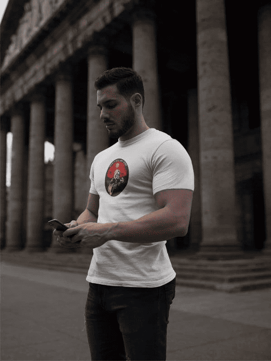 Erkek Kısa Kol Yazlık Tişört Bisiklet Yaka Baskılı Oversize T-Shirt - Beyaz