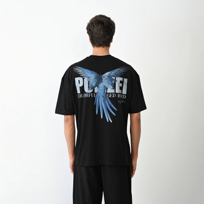 Erkek Baskılı T-Shirt Kısa Kol Bisiklet Yaka Regular Fit Rahat Kalıp Günlük Tişört - Siyah