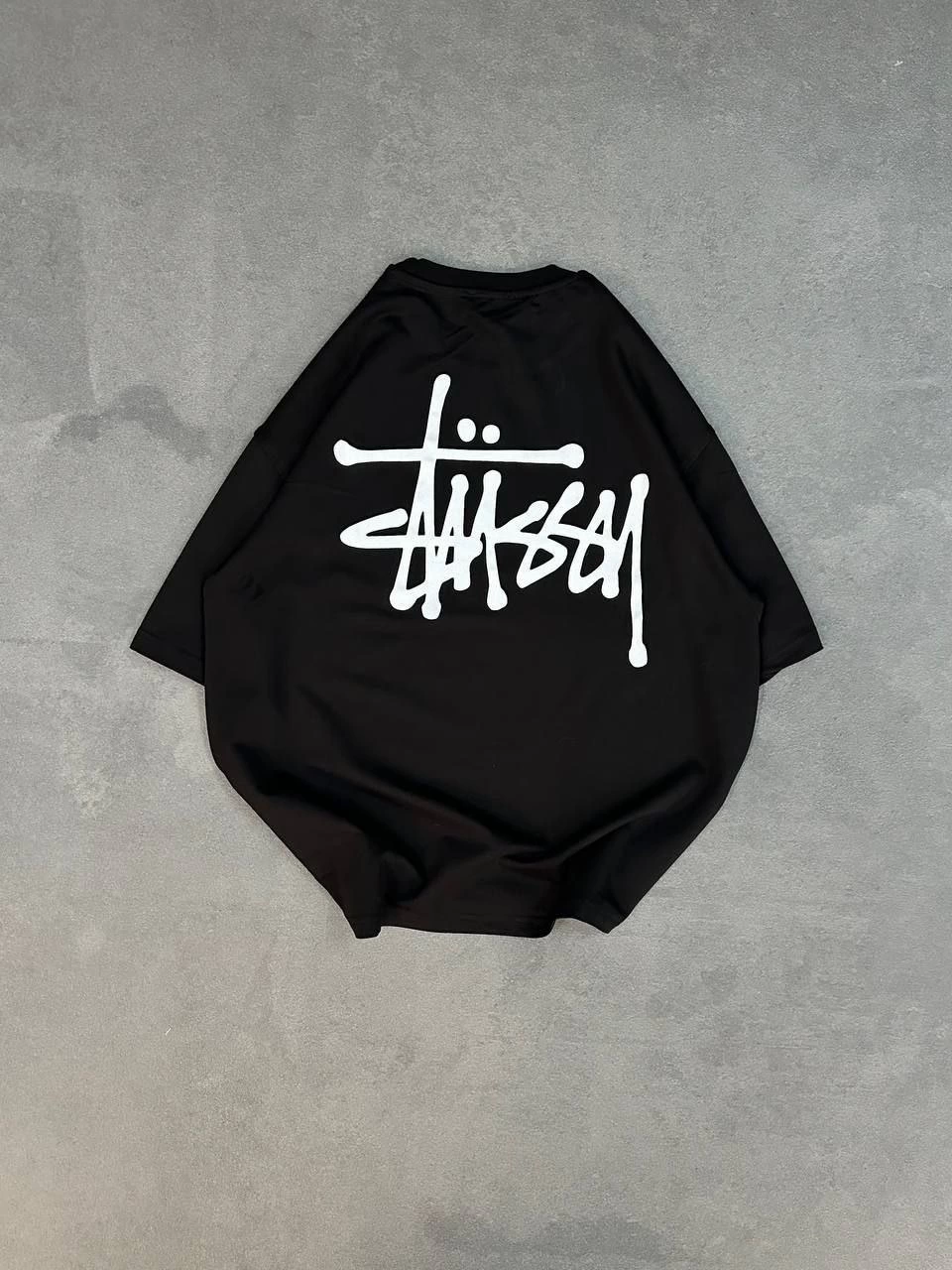 kadın Bisiklet Yaka Baskılı Oversize  Kısa kol T-Shirt - Siyah