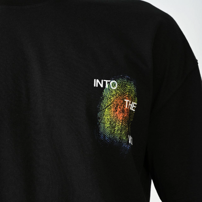 Erkek Kısa Kol Yazlık Tişört Bisiklet Yaka Baskılı Oversize T-Shirt - Siyah
