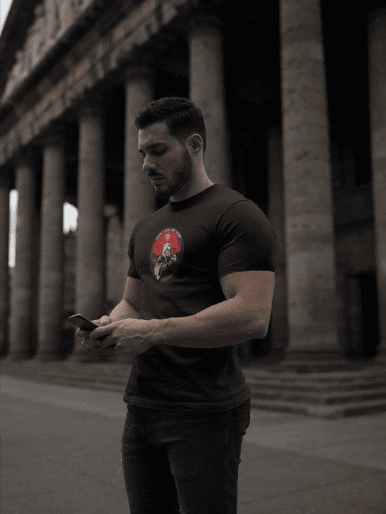 Erkek Kısa Kol Yazlık Tişört Bisiklet Yaka Baskılı Oversize T-Shirt - Siyah